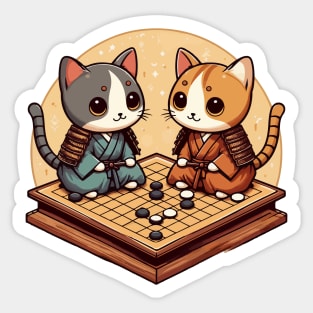 Kawaii cat samurais go board game baduk Sticker